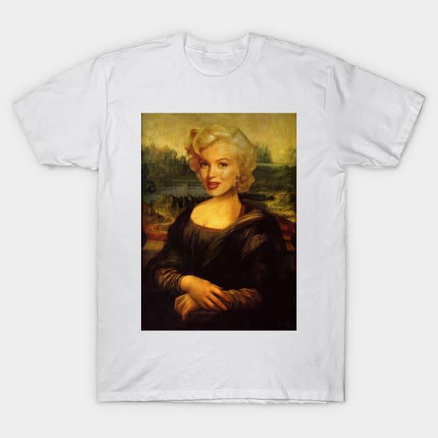 Mona Lisa by Leonardo Da Vinci and Marylin Monroe T-Shirt by luigi-tarini